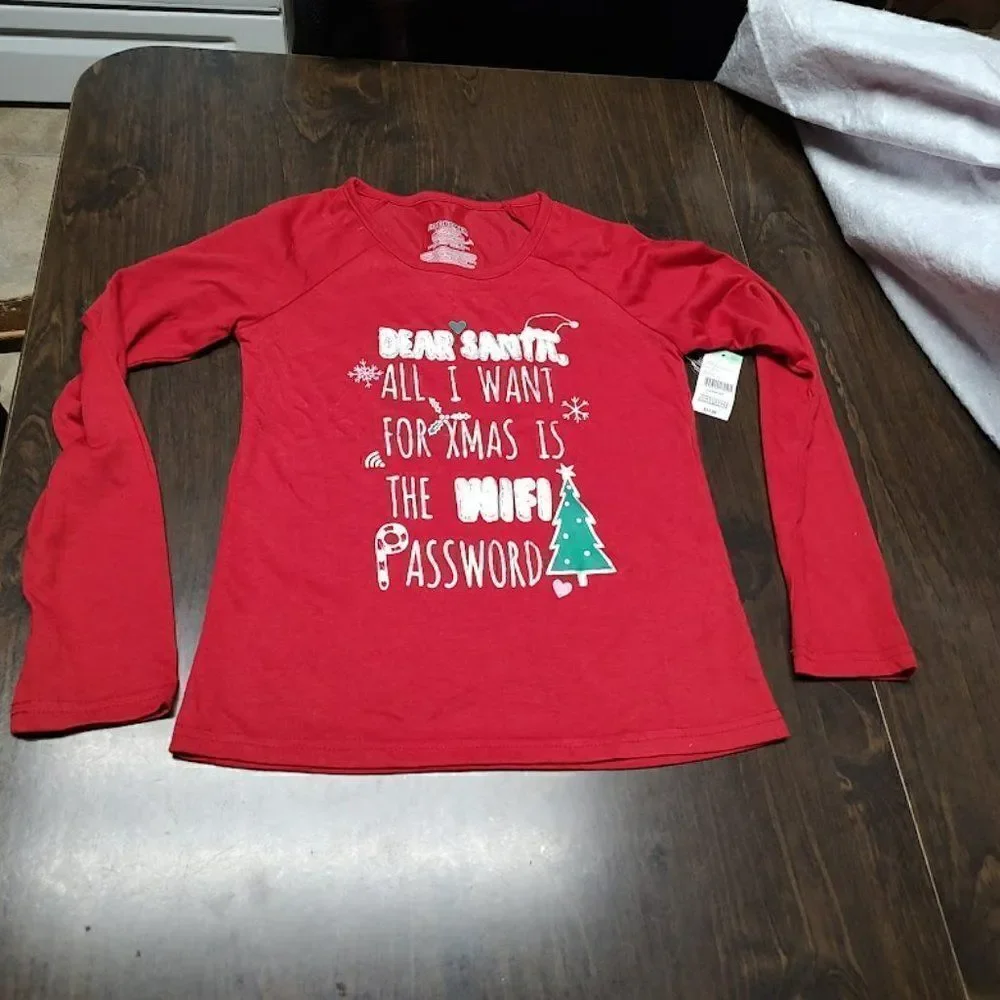 New Joe Boxer  Santa All I Want For Christmas Is the Wifi Password Girl's 10/12